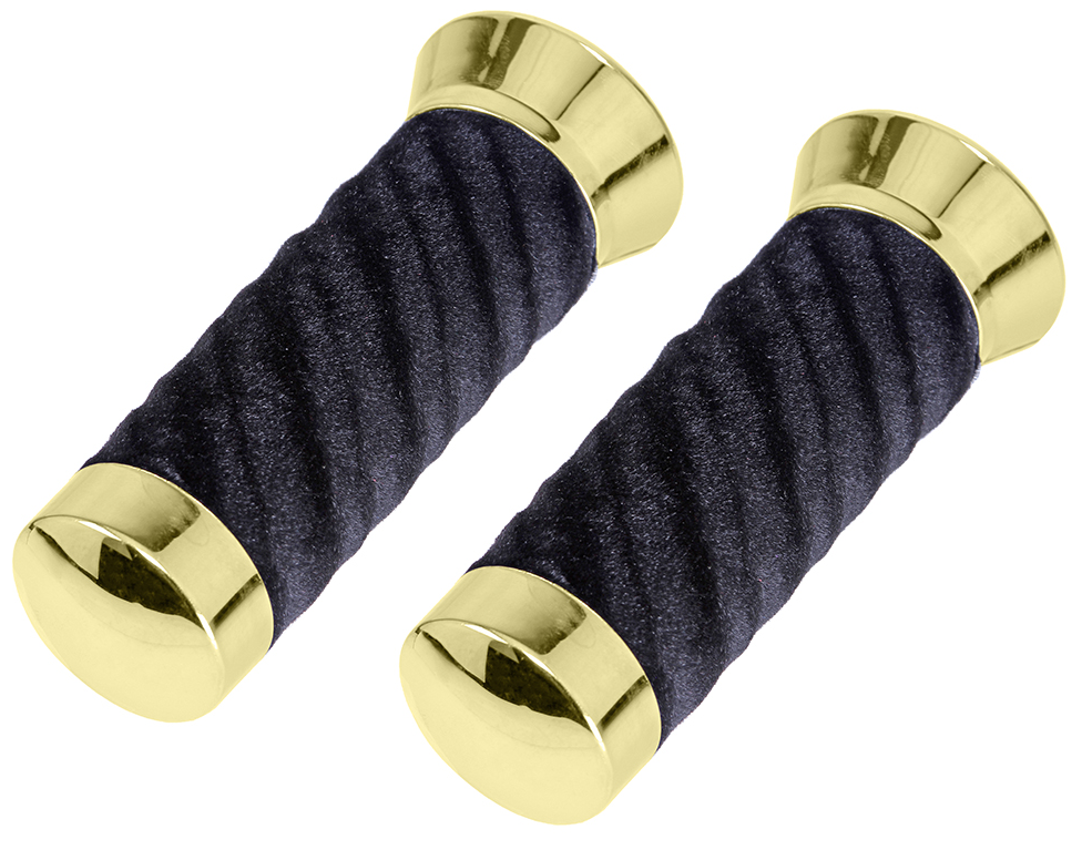 Swirl Velour Handlebar Grips Black with Gold