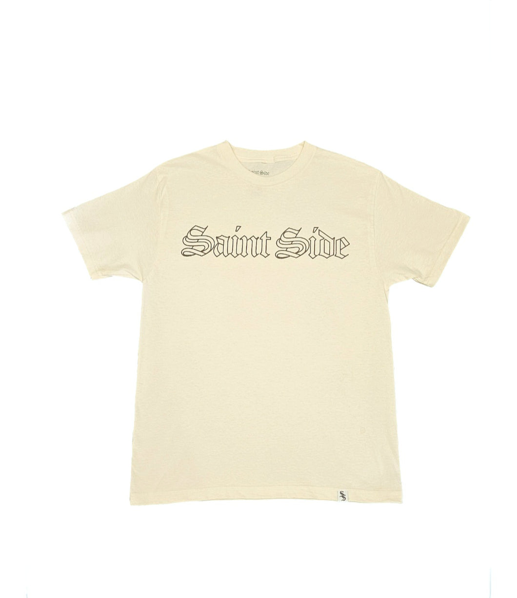 Saint Side - Hollow Old English T-Shirt Cream/Brown - SMALL ONLY